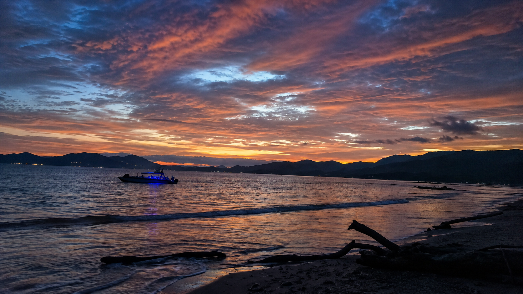 Pacific sunset during the bioluminescence experience in Costa Rica